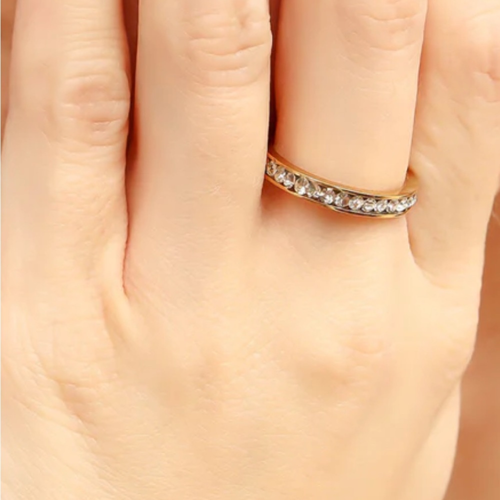 18K Gold PVD Stainless Steel CZ Eternity Ring